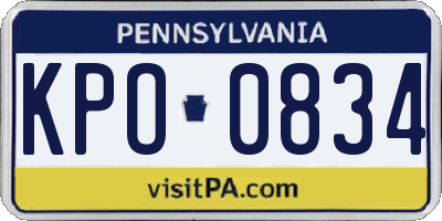 PA license plate KPO0834