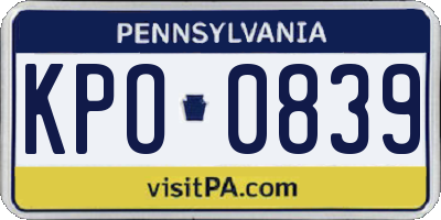 PA license plate KPO0839