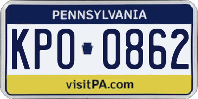 PA license plate KPO0862