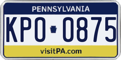 PA license plate KPO0875