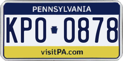 PA license plate KPO0878