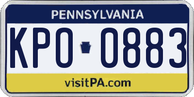 PA license plate KPO0883