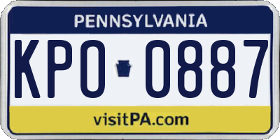 PA license plate KPO0887
