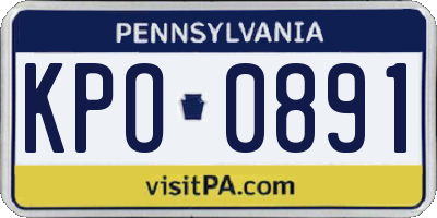 PA license plate KPO0891
