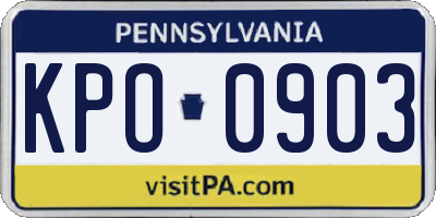 PA license plate KPO0903