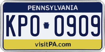 PA license plate KPO0909