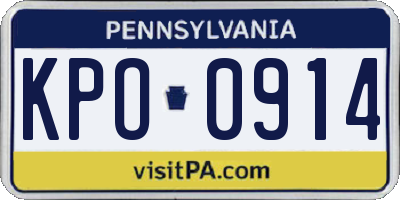 PA license plate KPO0914