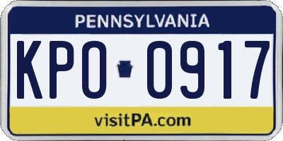 PA license plate KPO0917