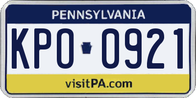 PA license plate KPO0921