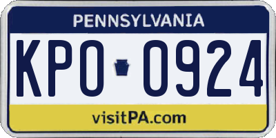 PA license plate KPO0924