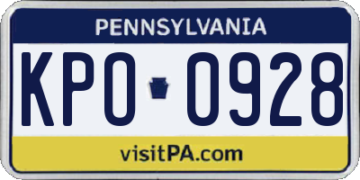 PA license plate KPO0928