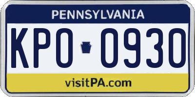 PA license plate KPO0930