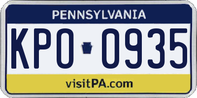 PA license plate KPO0935
