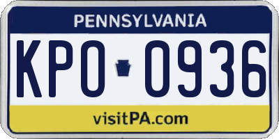 PA license plate KPO0936