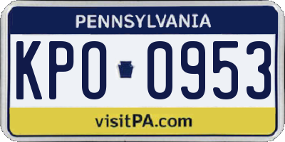 PA license plate KPO0953
