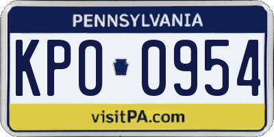 PA license plate KPO0954