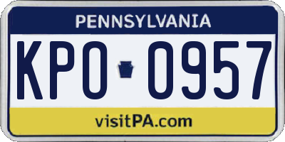 PA license plate KPO0957