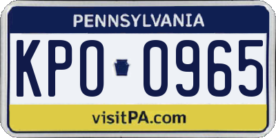 PA license plate KPO0965