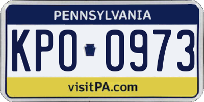 PA license plate KPO0973
