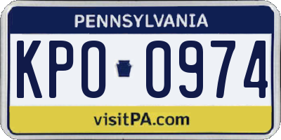 PA license plate KPO0974
