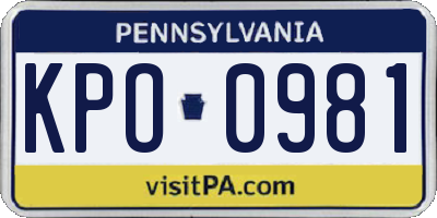 PA license plate KPO0981