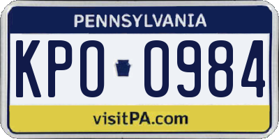 PA license plate KPO0984