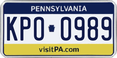 PA license plate KPO0989