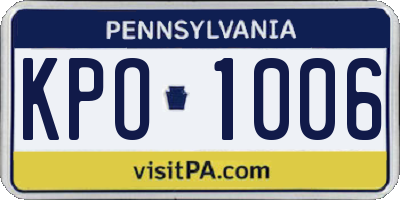 PA license plate KPO1006