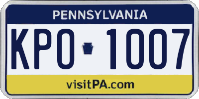 PA license plate KPO1007