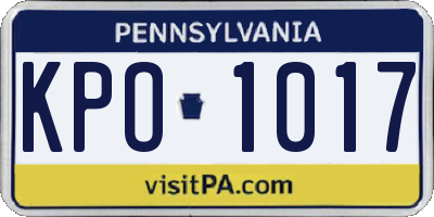 PA license plate KPO1017