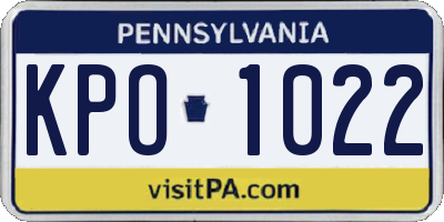 PA license plate KPO1022