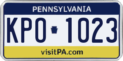PA license plate KPO1023