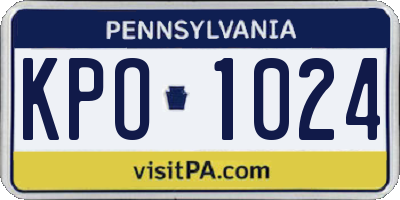 PA license plate KPO1024