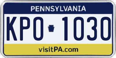 PA license plate KPO1030