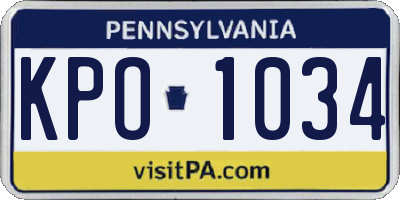 PA license plate KPO1034