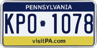 PA license plate KPO1078