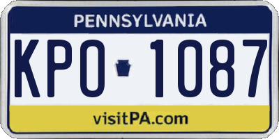 PA license plate KPO1087