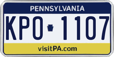 PA license plate KPO1107