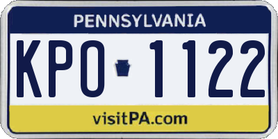 PA license plate KPO1122