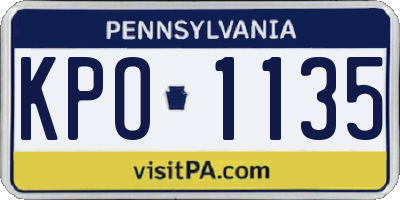 PA license plate KPO1135