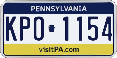 PA license plate KPO1154