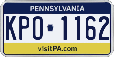 PA license plate KPO1162