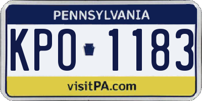PA license plate KPO1183
