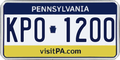 PA license plate KPO1200