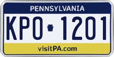 PA license plate KPO1201