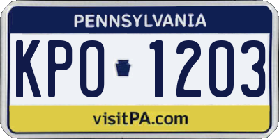 PA license plate KPO1203