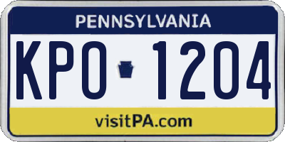 PA license plate KPO1204