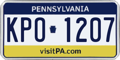 PA license plate KPO1207