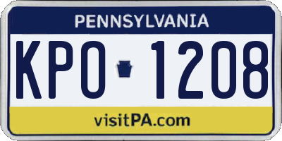 PA license plate KPO1208