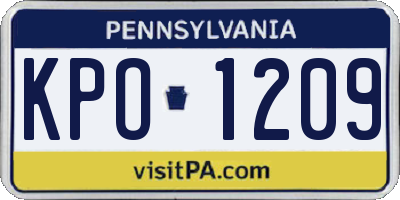PA license plate KPO1209